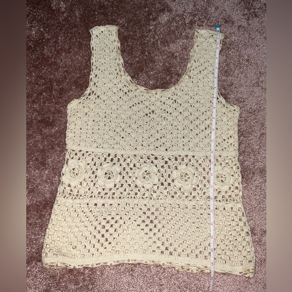 Ivory 2 pieces Set top & cardigan handbag crochet and wood buttons. Size S/M - Picture 8 of 10
